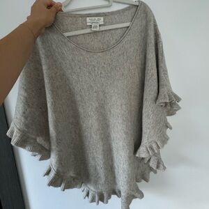 Ruffled 100% Cashmere Poncho